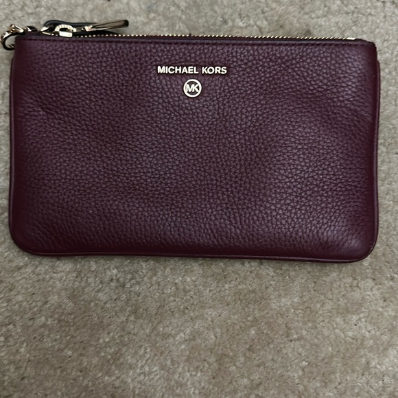 MICHAEL Michael Kors Handbags - Michael Kors Burgundy Leather Wristlet